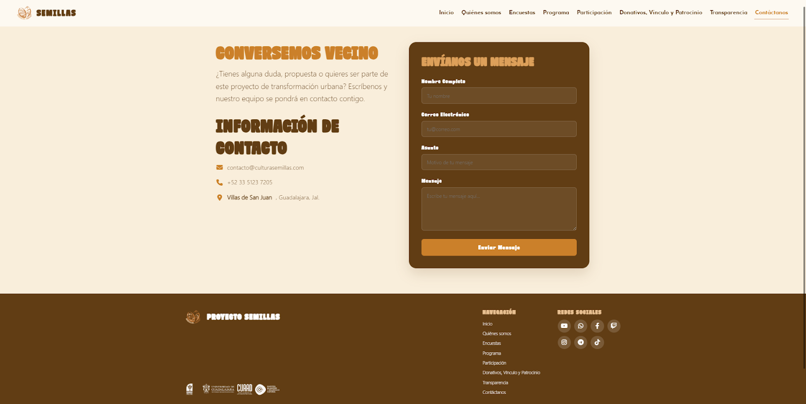 Cultura Semillas - Contacto y Canales de Comunicación